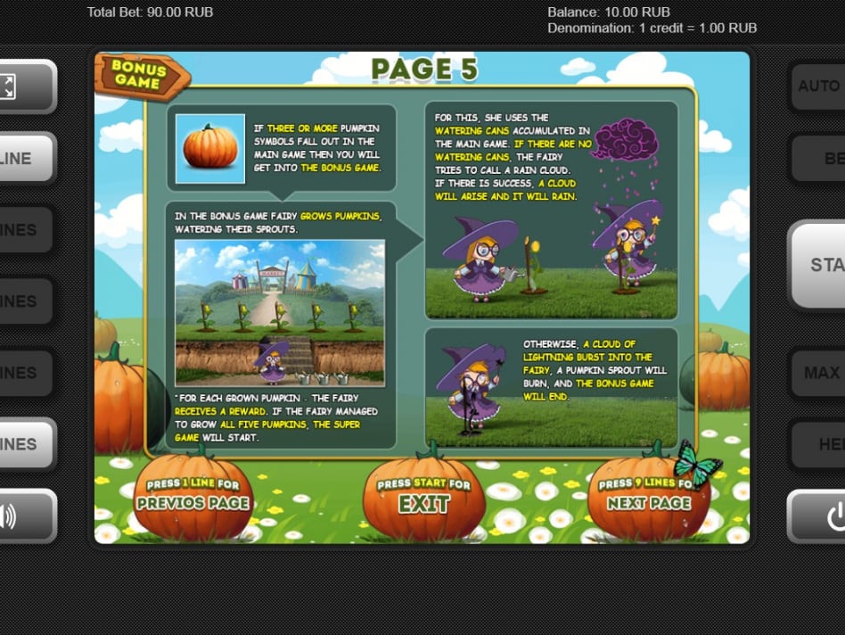 Pumpkin Fairy таблица выплат 3