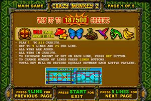 Таблица выплат игрового автомата Crazy Monkey 2